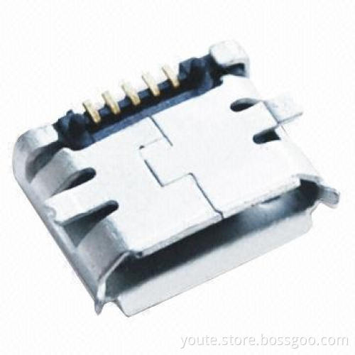 2.0 Micro USB Connector, 5P-F SMT B-type, 1.5A at 250V AC Rated Voltage and Current
